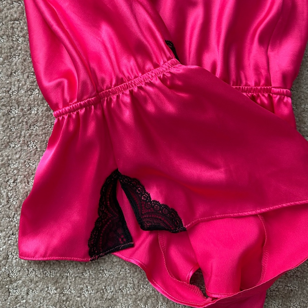 Victoria Secret Small silk teddy lingerie TWO aqua and pink - Picture 5 of 12